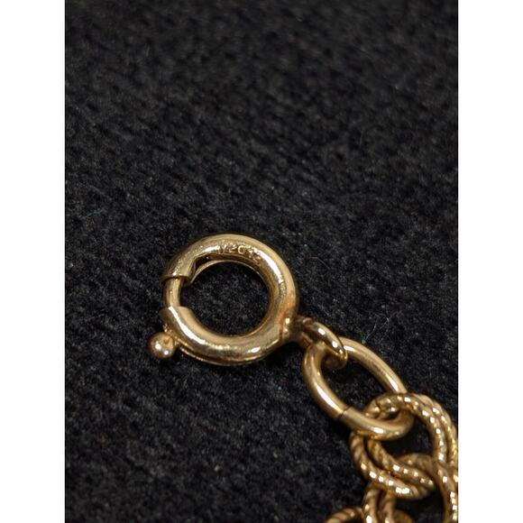 Vintage 1/20 12k Gold Filled Textured Double Oval Chain Link Curb Bracelet 7.25" - Picture 10 of 11